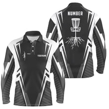 Load image into Gallery viewer, Black and white Disc golf jersey custom name &amp; number Men polo shirts disc golf outfit NQS6129