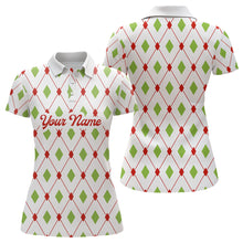 Load image into Gallery viewer, Personalized Women golf polo shirts custom Christmas argyle pattern team golf attire for women NQS8932