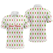 Load image into Gallery viewer, Personalized Mens golf polo shirts custom Christmas argyle pattern team golf attire for men NQS8932