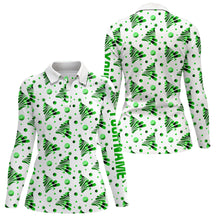 Load image into Gallery viewer, Personalized Women golf polo shirts custom Christmas green pine tree pattern team ladies golf attire NQS8933