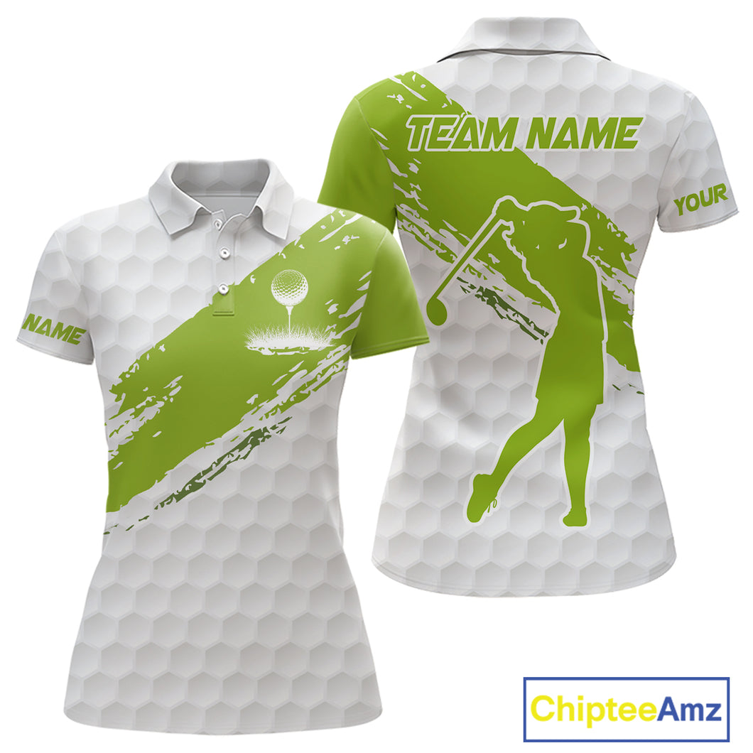 Green and White golf ball pattern Women golf polo shirts custom team womens golf clothes NQS9974