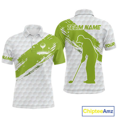 Green and White golf ball pattern Mens golf polo shirts custom team name mens golf clothes NQS9974