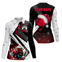 Load image into Gallery viewer, Red Christmas Bowling Polo, 1/4 zip shirts For Women Custom Team Bowling Jerseys Xmas Gift For Bowlers NQS8981