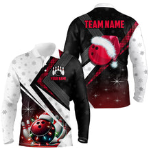 Load image into Gallery viewer, Red Christmas Bowling Polo, 1/4 zip shirts For Men Custom Team Bowling Jerseys Xmas Gift For Bowlers NQS8981