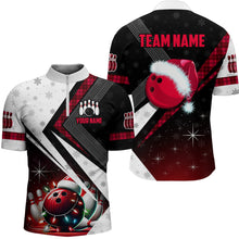 Load image into Gallery viewer, Red Christmas Bowling Polo, 1/4 zip shirts For Men Custom Team Bowling Jerseys Xmas Gift For Bowlers NQS8981