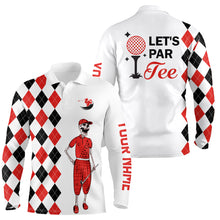 Load image into Gallery viewer, Black and red argyle pattern Mens golf polo shirts custom Let's par tee skull golf gifts for mens NQS8080