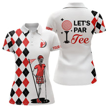 Load image into Gallery viewer, Black and red argyle pattern Women golf polo shirts custom Let's par tee skull golf gifts for ladies NQS8080