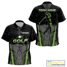 Load image into Gallery viewer, Black Camo Kid golf polo shirts custom golf attire for Kid, golfing gifts | Green NQS9995