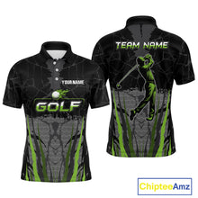 Load image into Gallery viewer, Black Camo Mens golf polo shirts custom golf attire for mens, golfing gifts | Green NQS9995