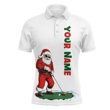 Load image into Gallery viewer, Funny Santa Golfer Christmas Golf Polo Shirt For Men custom name Christmas golf gifts, Xmas golf tops NQS8997