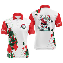 Load image into Gallery viewer, Christmas argyle pattern Santa Playing Golf Men Golf Polo Shirt Custom Xmas Mens golf outfits NQS9010