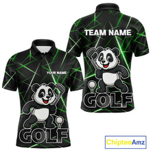 Load image into Gallery viewer, Black and Green Funny Panda Playing Golf Polo Shirt For Men Custom men&#39;s golf clothes funny golf gift NQS10740