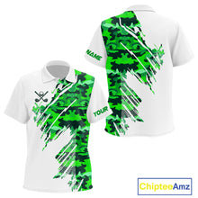 Load image into Gallery viewer, Personalized Kid golf polo shirts custom white and green camo Kid golf apparel, golfing gifts NQS10334