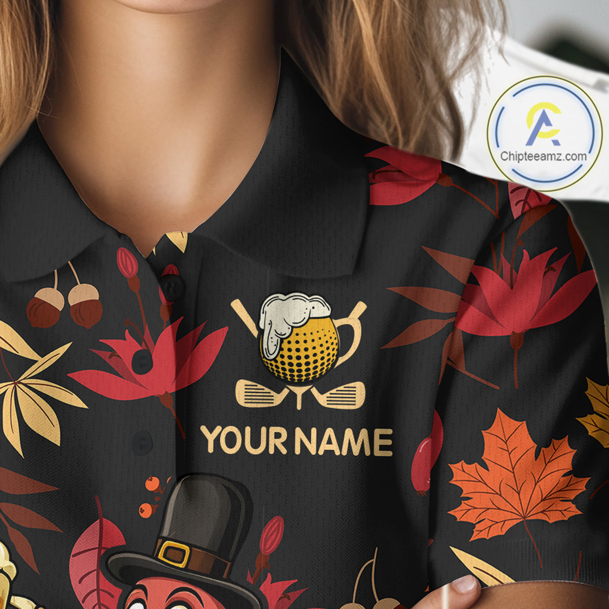 Funny Turkey Golf Beer Thanksgiving golf shirt Custom Funny golf shirt for Women, womens golf clothes NQS10964