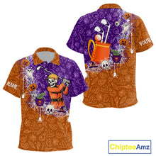 Load image into Gallery viewer, Halloween Skull Playing Golf Kid Golf Polo Shirt Custom Halloween golf outfit For Kid Golf Gifts NQS10340