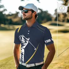 Load image into Gallery viewer, Personalized Golf polo shirts for men Custom mens golf outfits, unique golf gifts | Navy NQS10202