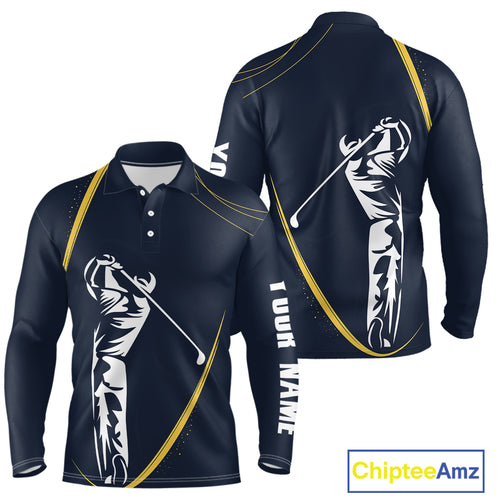 Personalized Golf polo shirts for men Custom mens golf outfits, unique golf gifts | Navy NQS10202