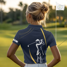 Load image into Gallery viewer, Personalized Golf polo shirts for Women Custom ladies golf outfits, unique golf gifts | Navy NQS10202