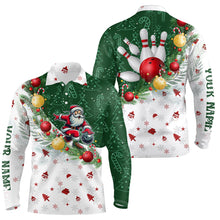 Load image into Gallery viewer, Christmas Santa Playing Bowling Mens Polo, Quarter Zip shirts Custom Christmas Team Bowling Jerseys NQS9068