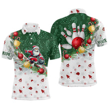 Load image into Gallery viewer, Christmas Santa Playing Bowling Mens Polo, Quarter Zip shirts Custom Christmas Team Bowling Jerseys NQS9068