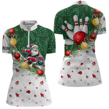 Load image into Gallery viewer, Christmas Santa Playing Bowling Womens Polo, Quarter Zip shirts Custom Christmas Team Bowling Jerseys NQS9068