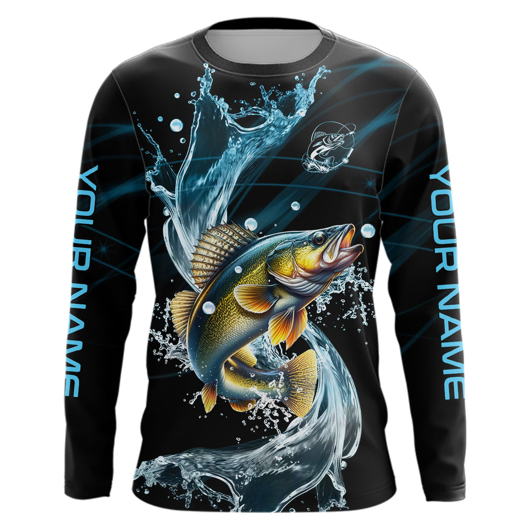 Walleye fishing blue water Custom performance long sleeve fishing shirts, Walleye fishing jerseys NQS9093