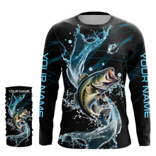 Load image into Gallery viewer, Largemouth Bass fishing blue water Custom performance long sleeve fishing shirts, Bass fishing jerseys NQS7411