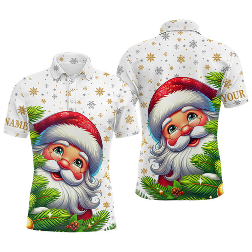 Funny Christmas tree Mens golf polo shirts custom Santa golf Christmas pattern golf attire for men NQS6777