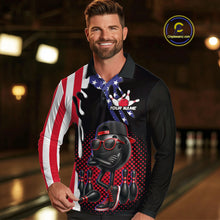 Load image into Gallery viewer, Personalized American flag bowling jersey funny bowling shirts, patriotic bowling outfits for men NQS11383