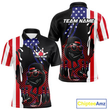Load image into Gallery viewer, Personalized American flag bowling jersey funny bowling shirts, patriotic bowling outfits for men NQS11383