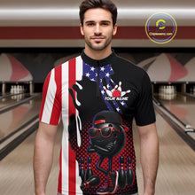 Load image into Gallery viewer, Personalized American flag bowling jersey funny bowling shirts, patriotic bowling outfits for men NQS11383