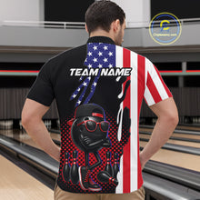 Load image into Gallery viewer, Personalized American flag bowling jersey funny bowling shirts, patriotic bowling outfits for men NQS11383