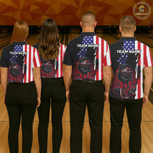Load image into Gallery viewer, Personalized American flag bowling jersey funny bowling shirts, patriotic bowling outfits for men NQS11383