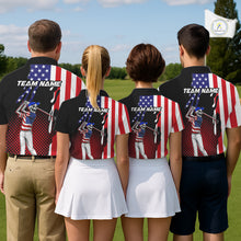 Load image into Gallery viewer, Personalized US flag golf shirts funny skull women's patriotic golf shirts custom ladies golf apparel NQS11384