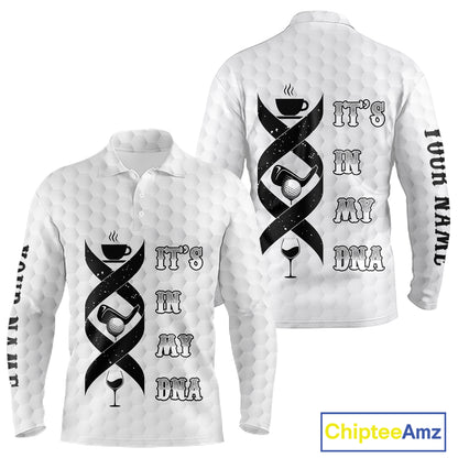 Black and White Mens golf polo shirt custom It's in my DNA coffee golf wine mens golf outfit NQS10390