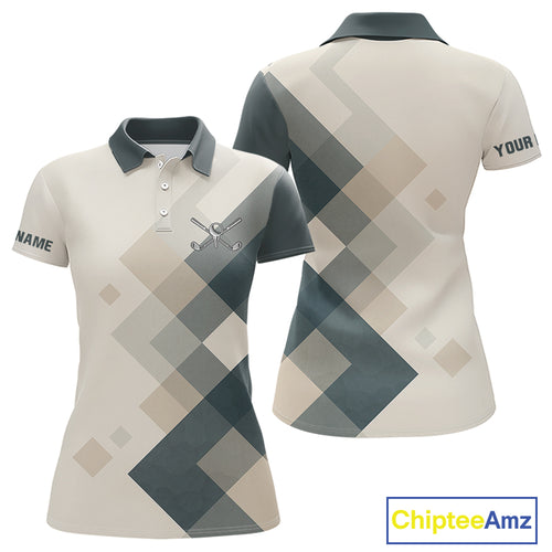 Vintage Pastel Argyle Pattern Golf Polo Shirt For Women Custom retro ladies golf outfit NQS10232