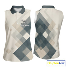 Load image into Gallery viewer, Vintage Pastel Argyle Pattern sleeveless Golf Polo Shirt For Women Custom retro ladies golf outfit NQS10232