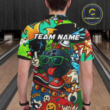 Load image into Gallery viewer, Custom Funny colorful pattern Bowling Team Polo, Quarter Zip Shirt For Men, Mens Bowling Jersey NQS10094