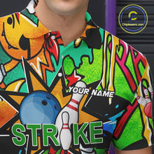 Load image into Gallery viewer, Custom Funny colorful pattern Bowling Team Polo, Quarter Zip Shirt For Men, Mens Bowling Jersey NQS10094