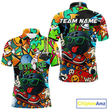 Load image into Gallery viewer, Custom Funny colorful pattern Bowling Team Polo, Quarter Zip Shirt For Men, Mens Bowling Jersey NQS10094