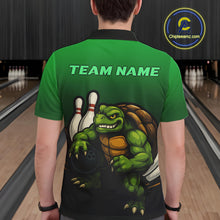 Load image into Gallery viewer, Custom Green Turtle Bowling Polo, Quarter Zip shirts For Men, Bowling tournament Team Jerseys NQS10624