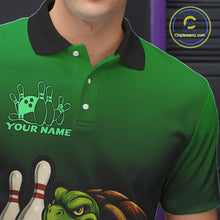 Load image into Gallery viewer, Custom Green Turtle Bowling Polo, Quarter Zip shirts For Men, Bowling tournament Team Jerseys NQS10624