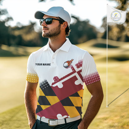 Maryland Flag Men golf polo shirt Custom patriotic golf outfit for men NQS10105