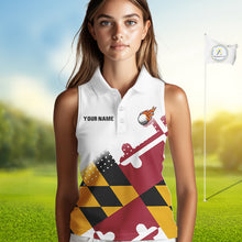 Load image into Gallery viewer, Maryland Flag Women Sleeveless golf polo shirt Custom patriotic golf outfit for ladies NQS10105