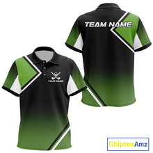 Load image into Gallery viewer, Green and Black Kid Golf Polo Shirts Custom golf clothes for Kid, gifts for the golfer NQS10249