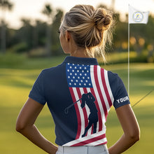Load image into Gallery viewer, American Flag Women golf polo shirt custom women&#39;s patriotic polo shirts, best golf shirts for ladies NQS10253