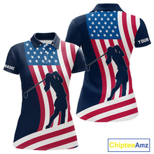 Load image into Gallery viewer, American Flag Women golf polo shirt custom women&#39;s patriotic polo shirts, best golf shirts for ladies NQS10253