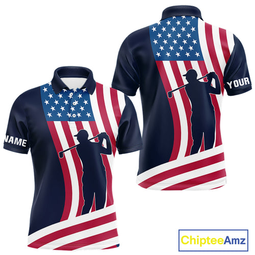 American Flag Mens golf polo shirt custom men's patriotic polo shirts, best golf shirts for men NQS10253