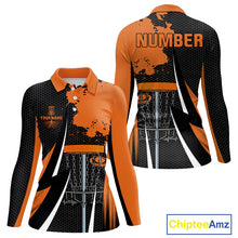 Load image into Gallery viewer, Women disc golf polo shirt custom team disc golf jersey, unique disc golf gift | Orange NQS10257