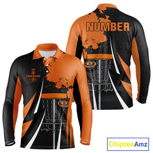 Load image into Gallery viewer, Mens disc golf polo shirts custom team disc golf basket jersey, unique disc golf gift | Orange NQS10257